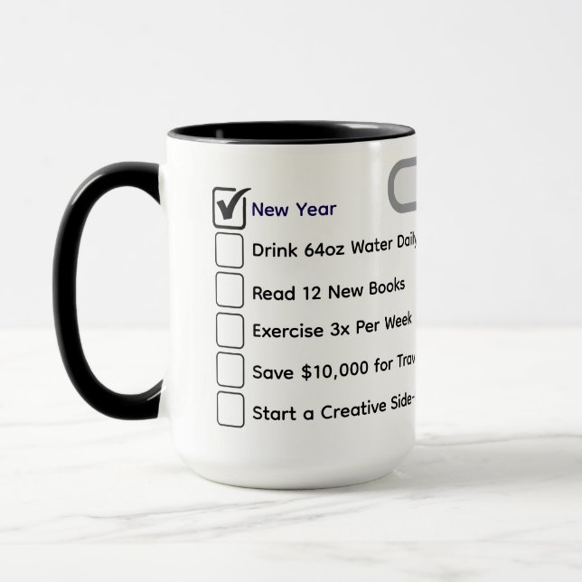 Modern Habit Tracker & 10 Milestones Custom Mug (Left)