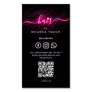 Modern Hair Beauty Salon Hairstylist QR Magnetic Business Card