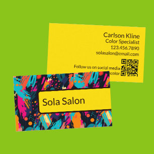 Modern Hair Colour Specialist QR Code Business Car Business Card