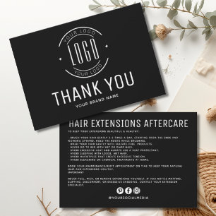 Modern hair extensions aftercare business logo  thank you card
