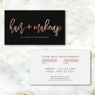 Modern Hair Makeup Artist Script Appointment Business Card