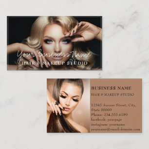 Modern Hair & Makeup Artists 2 Photo  Business Card