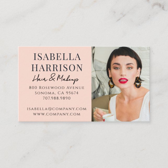 Modern Hair Makeup Photo Script Business Card (Front)