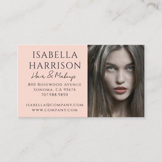 Modern Hair Makeup Photo Script Business Card (Front)
