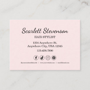 Modern Hair Salon Pink Blush Business QR Card