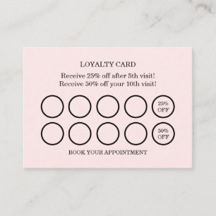 Modern Hair Salon Pink Blush Loyalty Reward Business Card