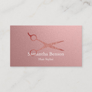 Modern Hair Salon Rose Gold Business Card