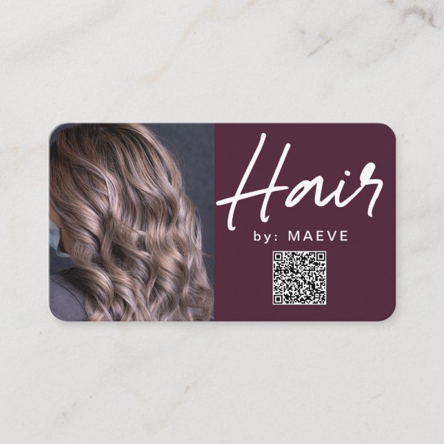 Modern Hair Styling business card with QR code (Front)