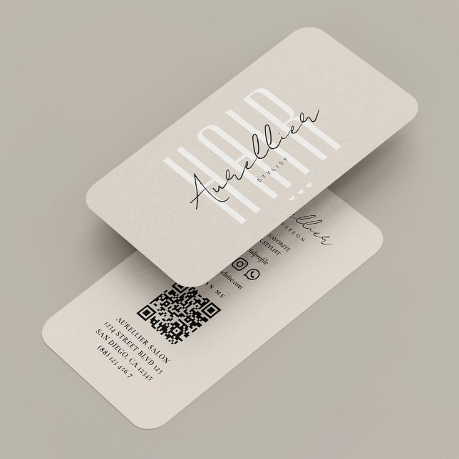 Modern Hair Stylist Beauty Salon White Sand Script Business Card (Modern Hair Stylist Beauty Salon White Sand Script Business Card
)
