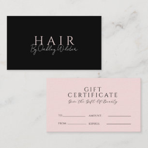 Modern Hair Stylist Black Blush Gift Certificate