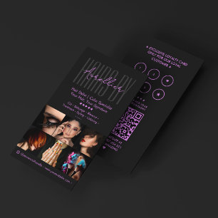 Modern Hair Stylist Colourist Purple Black Loyalty Business Card