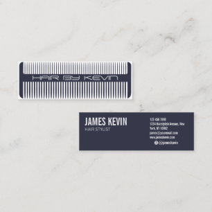 Modern  Hair stylist comb salon branding mini Business Card
