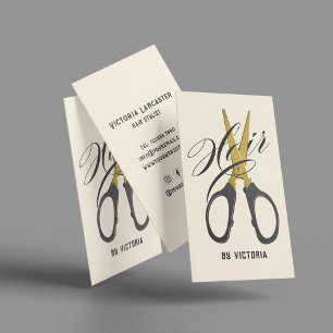 Modern Hair Stylist Gold Scissor  Business Card