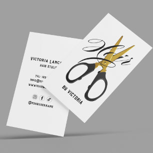 Modern Hair Stylist Gold Scissor Business Card