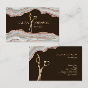 Modern Hair Stylist Gold Scissors Business Card