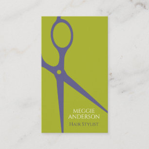 Modern Hair Stylist Graphic Green Purple Business Card