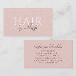Modern Hair Stylist Minimal Typography Dusty Pink Business Card