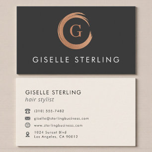 Modern Hair Stylist Minimalist Rose Gold Business Card