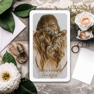 Modern Hair Stylist Photo Business Card