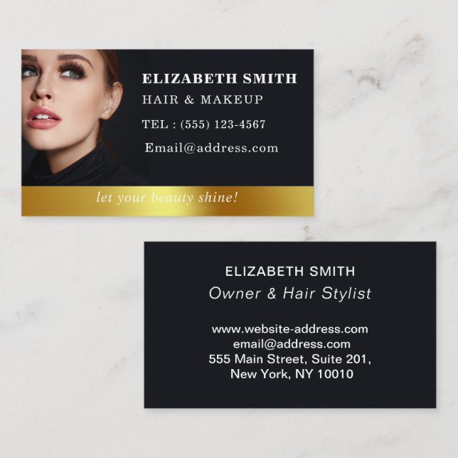 Modern Hair Stylist Photo Business Card (Front/Back)