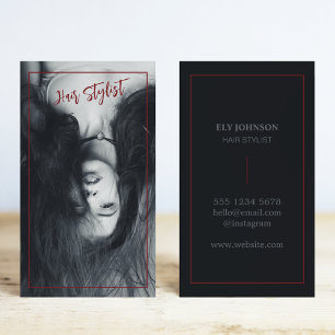 Modern Hair Stylist Photo Model Typography Business Card