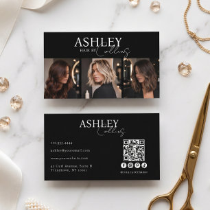 Modern Hair Stylist Photo QR Code Business Card