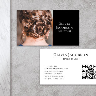 Modern Hair Stylist Photo QR Code Business Card
