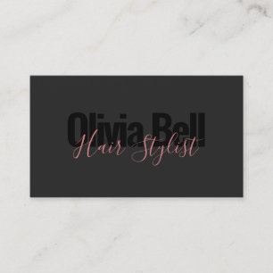 Modern Hair Stylist Pink Black Business Card