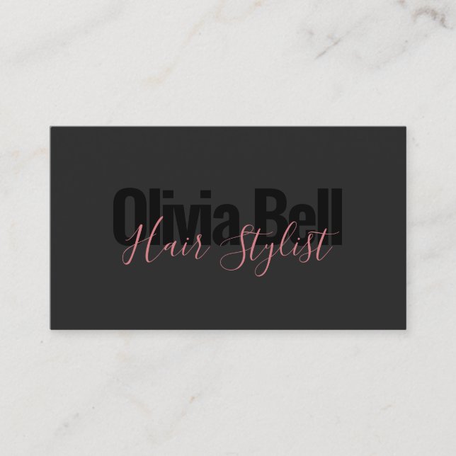 Modern Hair Stylist  Pink Black  Business Card (Front)