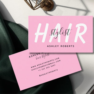 Modern hair stylist pink  business card