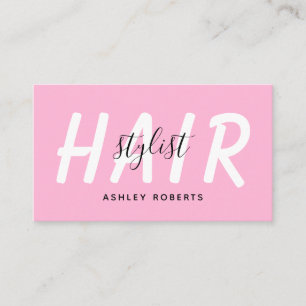 Modern hair stylist pink  business card