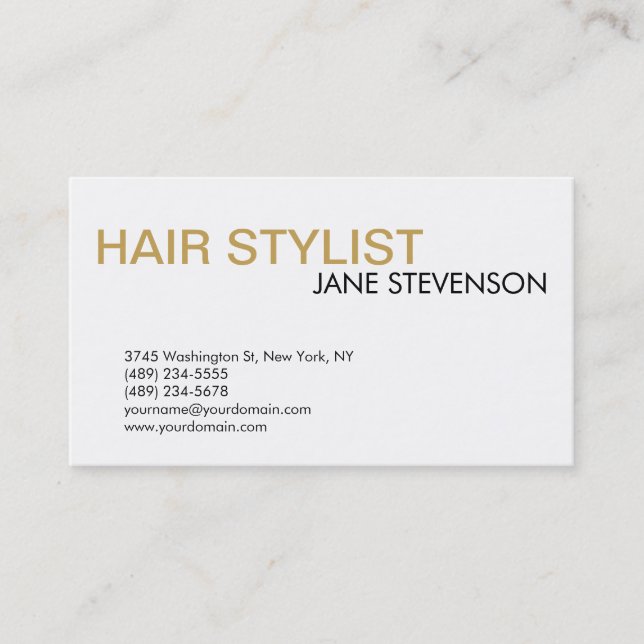 Modern Hair Stylist Professional Business Card (Front)