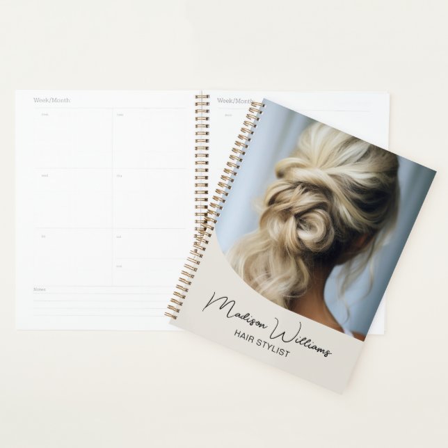 Modern Hair Stylist Salon Custom Photo Script Planner (Display)