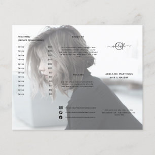 Modern Hair Stylist Service Menu Salon Price List
