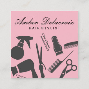 Modern Hair Stylist Tools Square Business Card