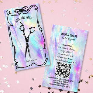 Modern Hair Stylist Whimsical Hand Drawn Doodle Business Card