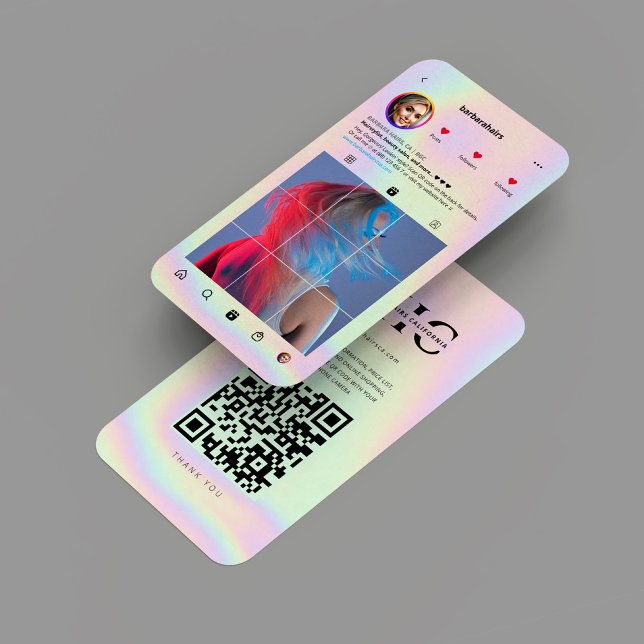 Modern Hairstylist Hair Holographic Instagram IG Business Card (Modern Hairstylist Hair Holographic Instagram IG Business Card
)