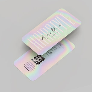 Modern Hairstylist Hair Stylist Holographic Business Card