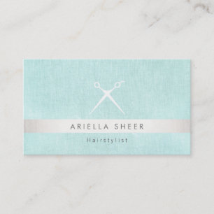 Modern Hairstylist Scissors Logo Turquoise Salon Business Card