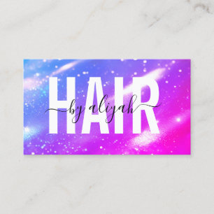 Modern Hairstylist Typography Bold Holographic Business Card