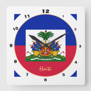 Modern Haitian Flag, trendy Haiti Home / design Square Wall Clock