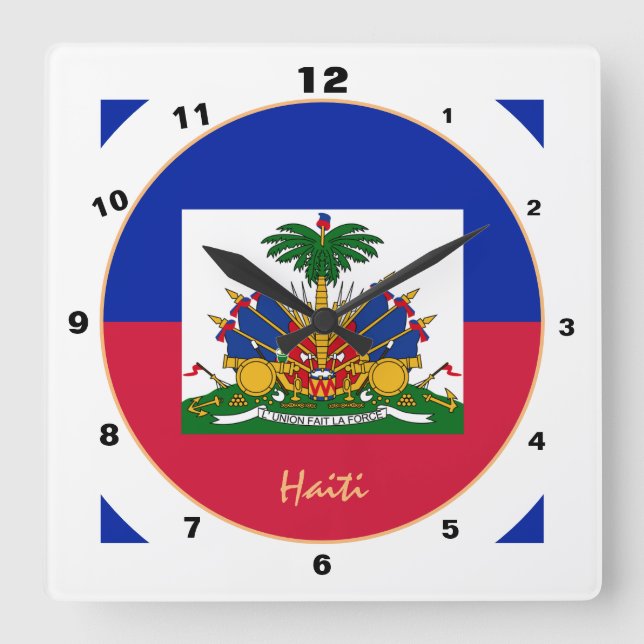 Modern Haitian Flag, trendy Haiti Home / design Square Wall Clock (Front)