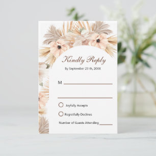 Modern Half Arch Pampas Grass Wedding  RSVP Card
