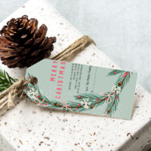 Modern half Christmas wreath green illustration Gift Tags