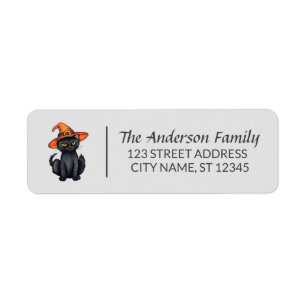 Modern Halloween Black Cat Custom Family Name  