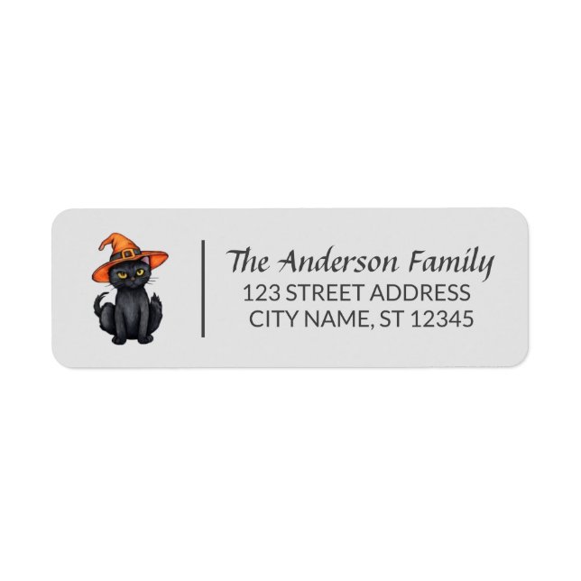 Modern Halloween Black Cat Custom Family Name   (Front)
