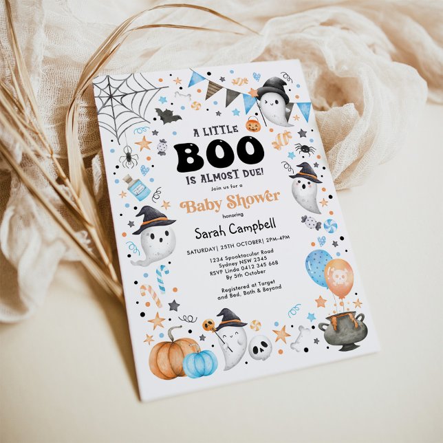 Modern Halloween Ghost Boy Baby Shower Invitation (Creator Uploaded)