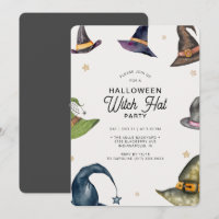 Modern Halloween Grey Witch Hat Party 