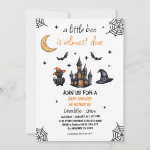 Modern Halloween Little Boo Baby Shower Invitation