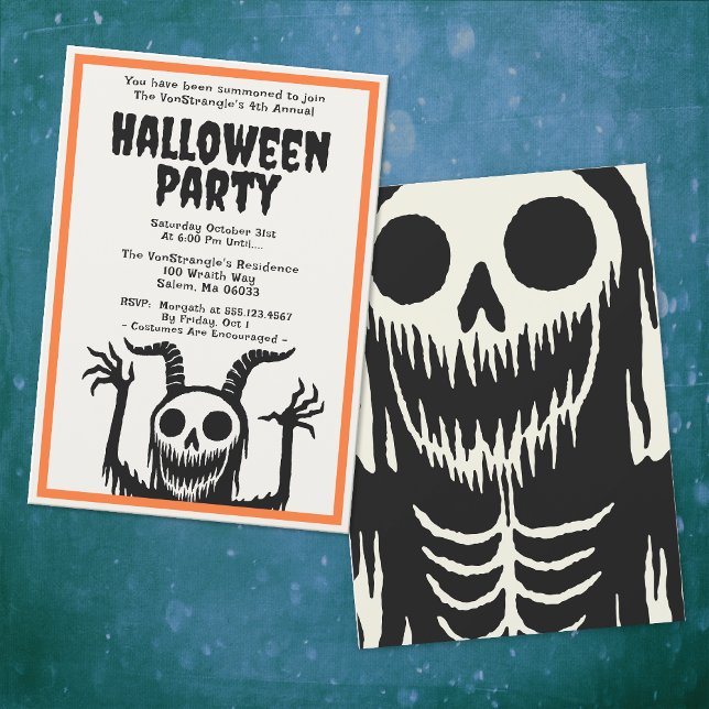 Modern Halloween Party Devil Skull  Invitation (Creator Uploaded)